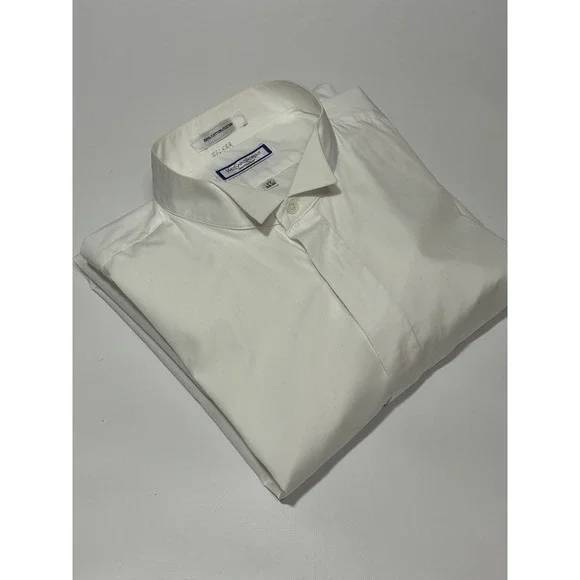Yves Saint Laurent White Vtg French Cuff Formal Dress Shirt Mens 17 34-35 Logo